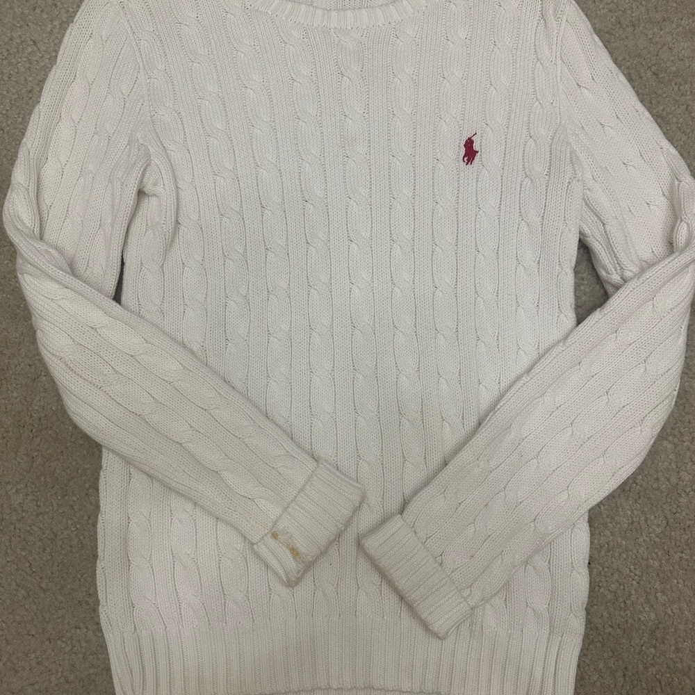 Ralph Lauren White Cable Knit Sweater